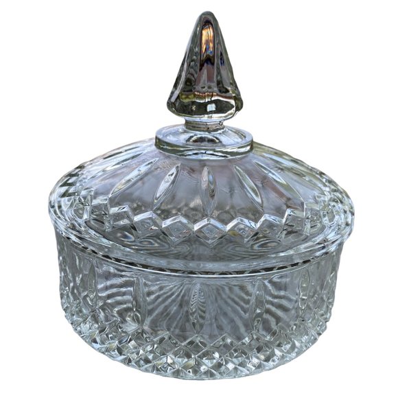 Vintage Indiana Princess Pattern Clear Covered Candy Dish Cut Pressed Glass - Picture 1 of 16